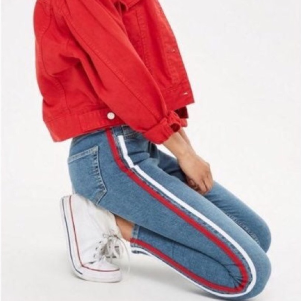 🫐 Topshop MOTO Side Striped Jaime Jeans